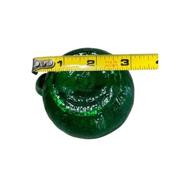 Vintage Crackle Glass Bud Vase Set Amber Green Blue Mini Pitcher Trio - Picture 7 of 15